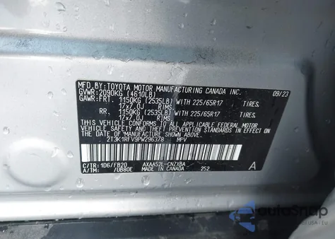 2023 Toyota Rav4 Le z USA, uszkodzony, nr VIN 2T3K1RFV9PW296378